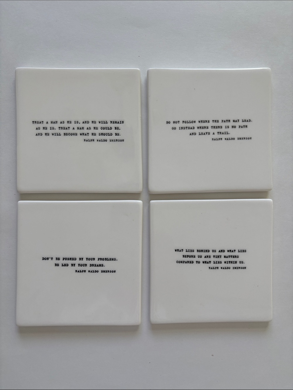 Restoration Hardware Literary Quotes Ralph Waldo Emerson Coasters Set Of 4